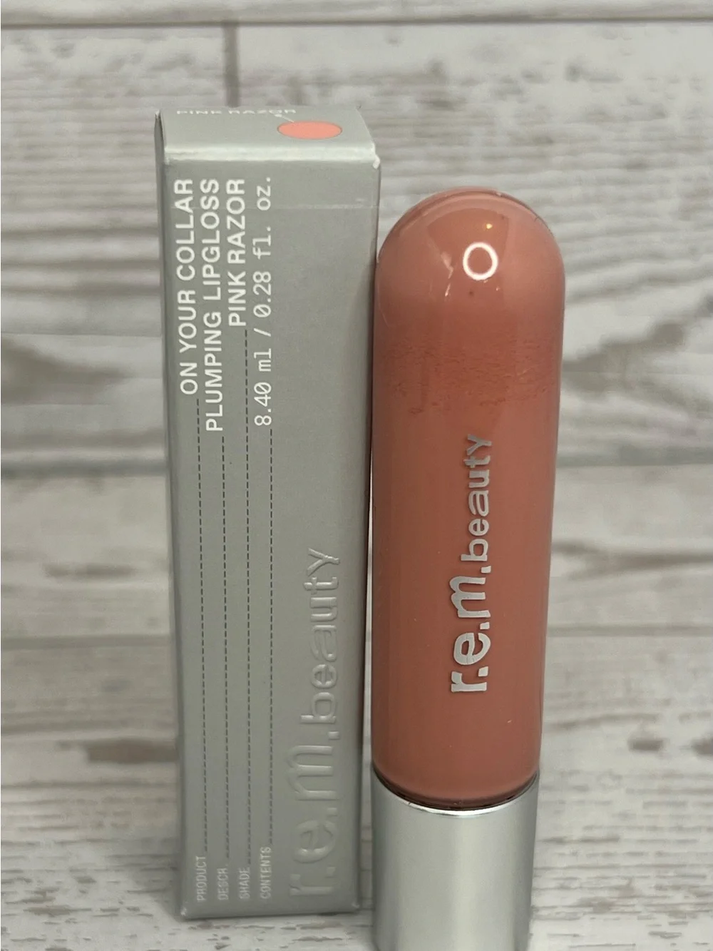 r.e.m. beauty On Your Collar Plumping Lip Gloss — Pink Razor